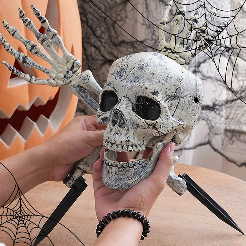 Halloween Decorations Home Decor Skeleton Head Outdoor Scary Props Realistic Skull Hands Yard Prank Festivals Party Supplies