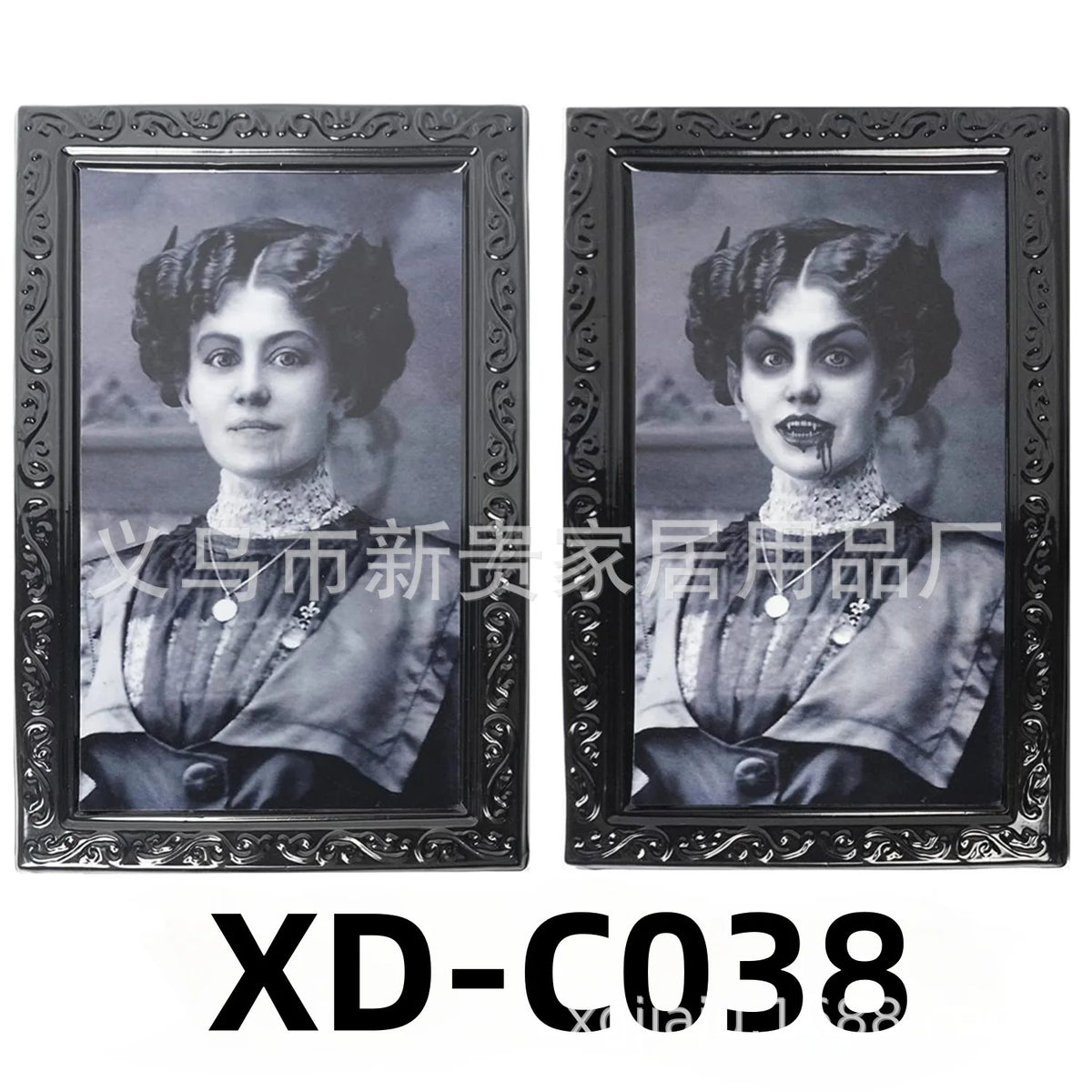 Halloween Decoration 3D Change Face Expression Moving Ghost Portrait Photo Frame Horror Party Castle Haunted House Props Decor