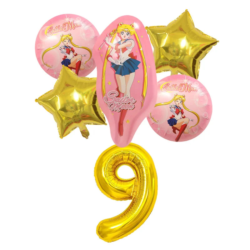 Sailor Moon Number Balloon Set Birthday Party Decoration Aluminum Foil Ballon Girl Photo Props Cute Baby Shower Parties Supplies