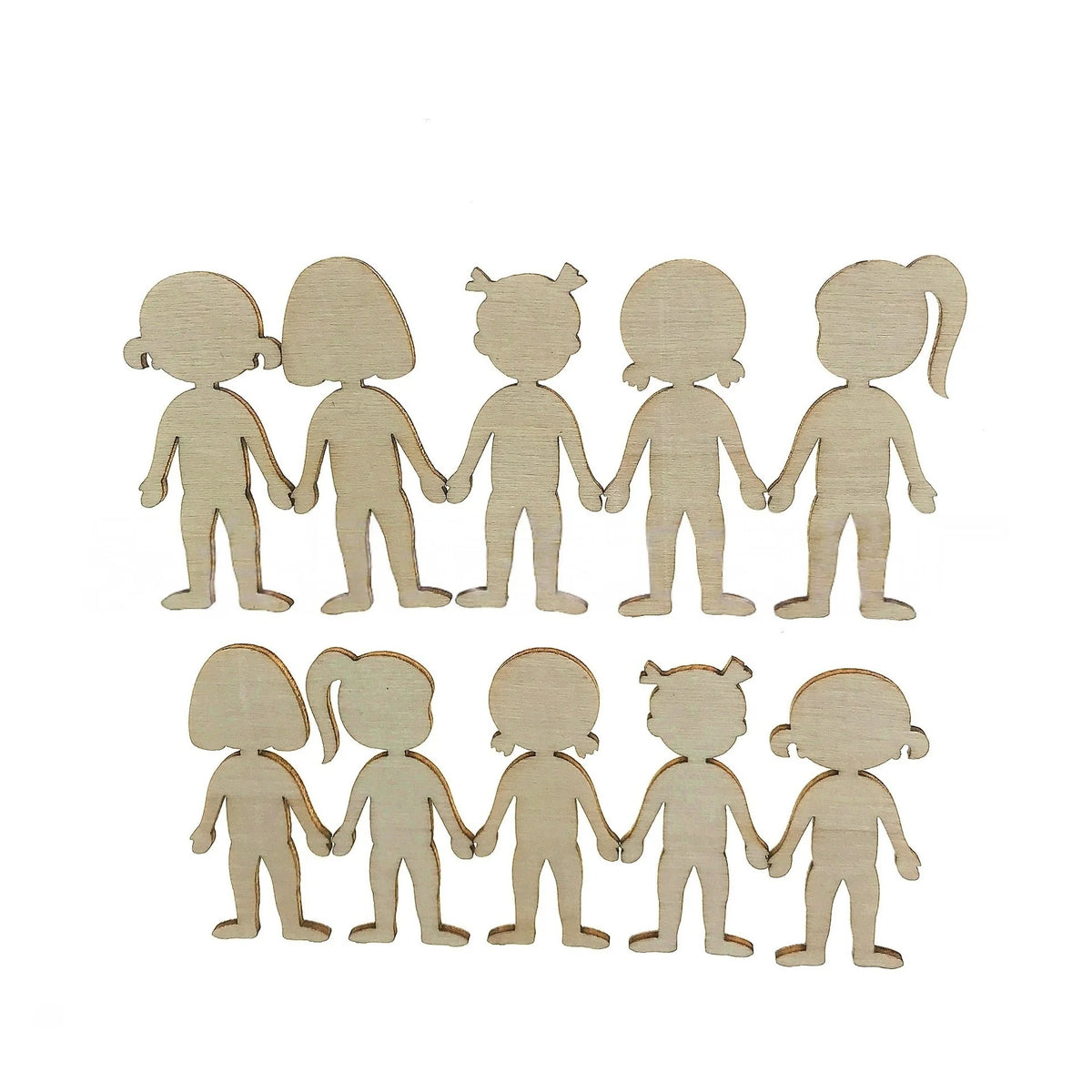50pcs Wooden Boys and Girls Cutouts 1.88 Inch Unfinished Wood Chips for Kids DIY Craft Painting Writing and Home Decoration