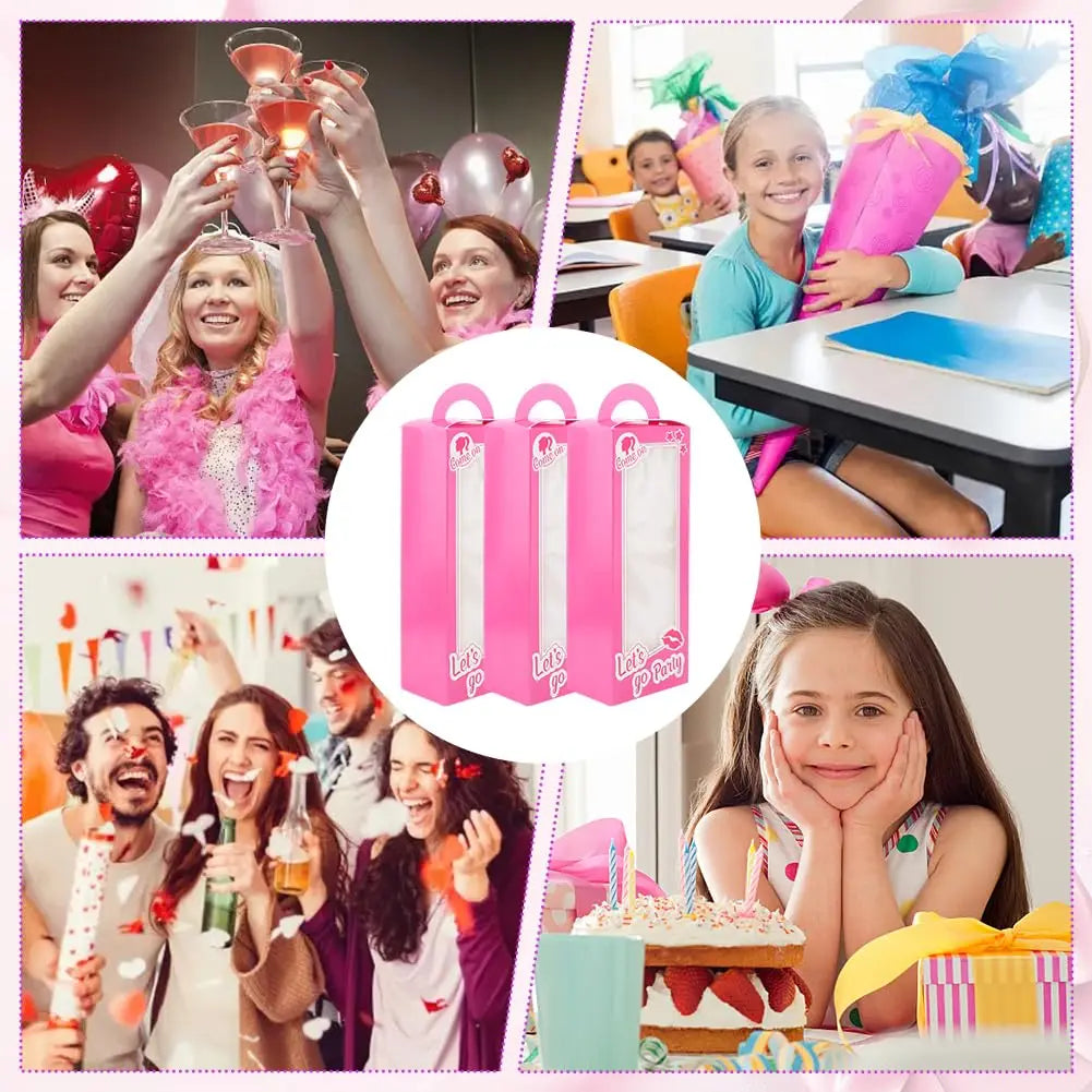 Hot Pink Girl Party Favor Boxes Princess Party Favors Gift Box Candy Boxes Pink Bachelorette Party Decoration For Girls Women