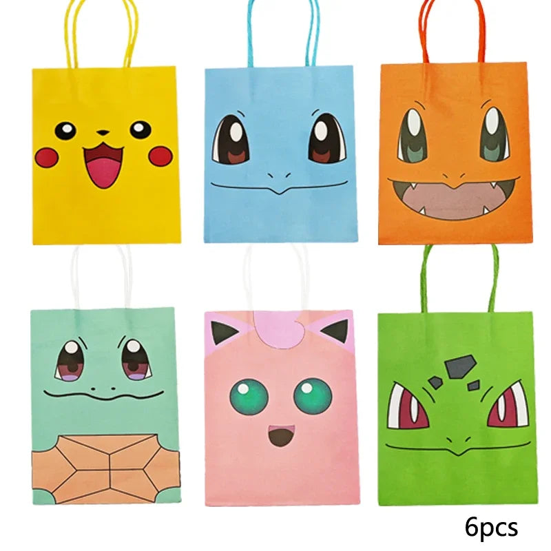 Pokemon Packing Bag Birthday Theme Gift Bag Pikachu Party Candy Snack Gift Bag Charmander Squirtle Children's Toy Gift