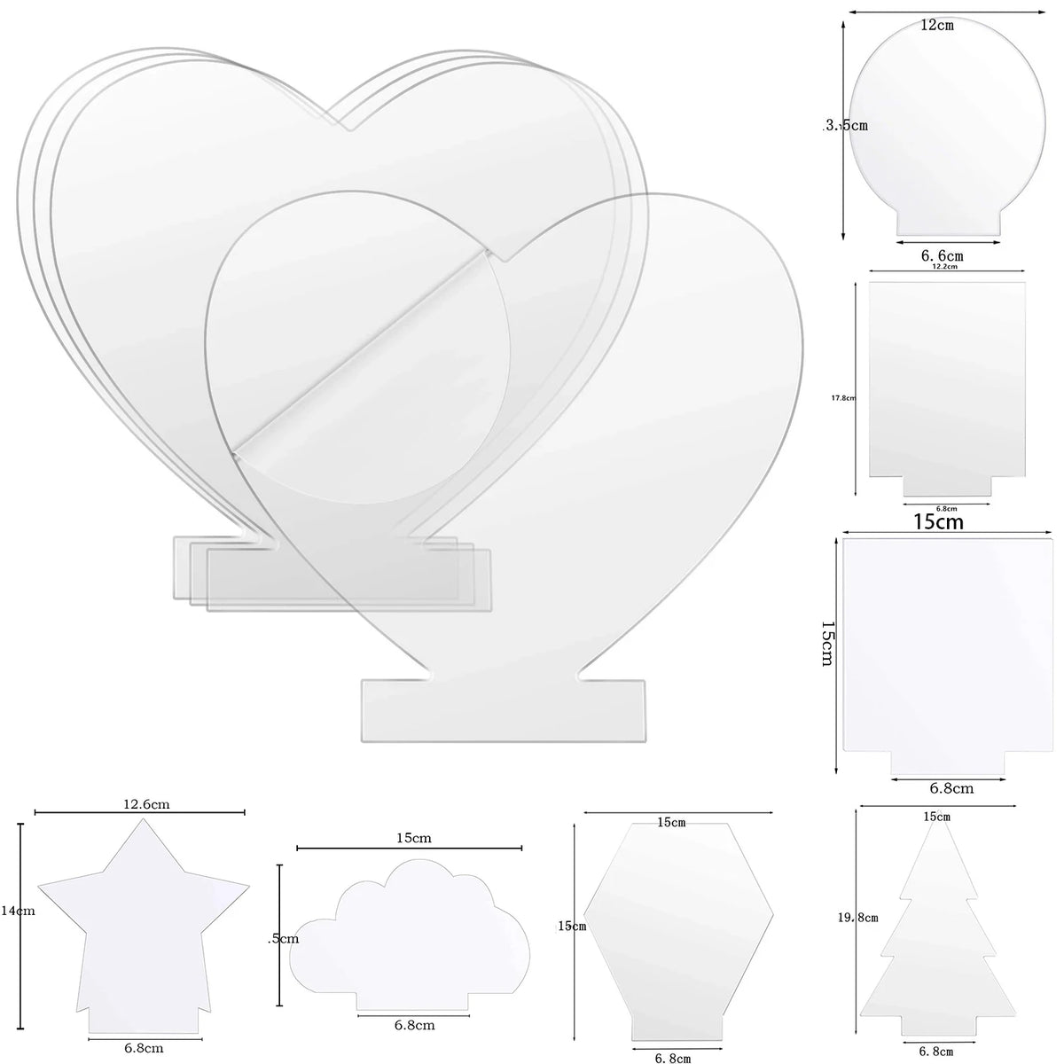 10 Shape Acrylic Sheet Cast Round Square Heart Clear Board for LED Light Base,Crafts,Sign DIY Display Projects,Laser Engraving