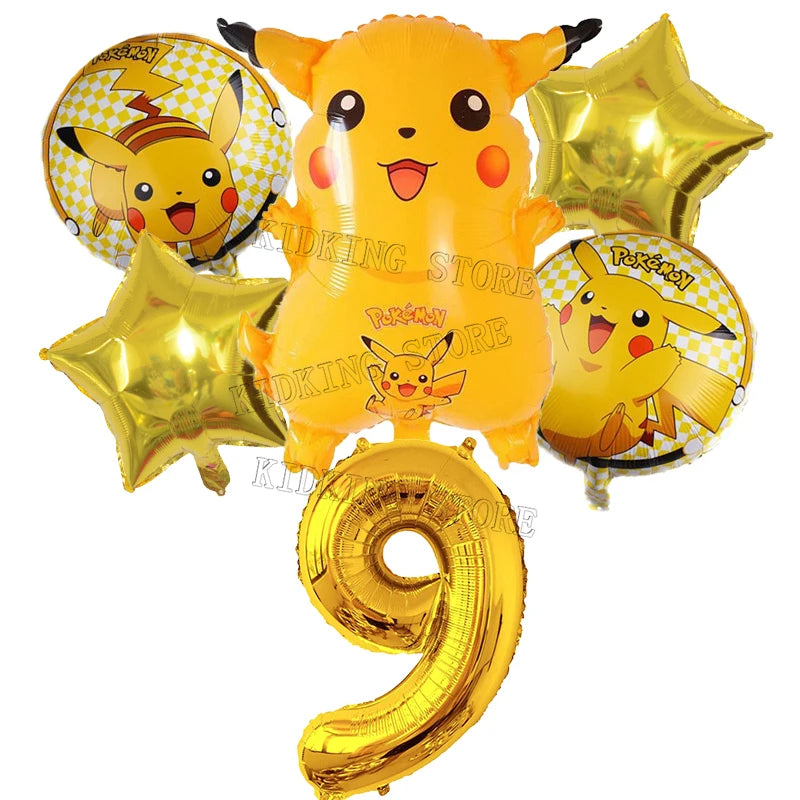 Pokemon Numbers Ballons Pikachu Charmander Birthday Balloons Party Decoration Baby Shower Ornaments Anime Room Decor Kids Gifts