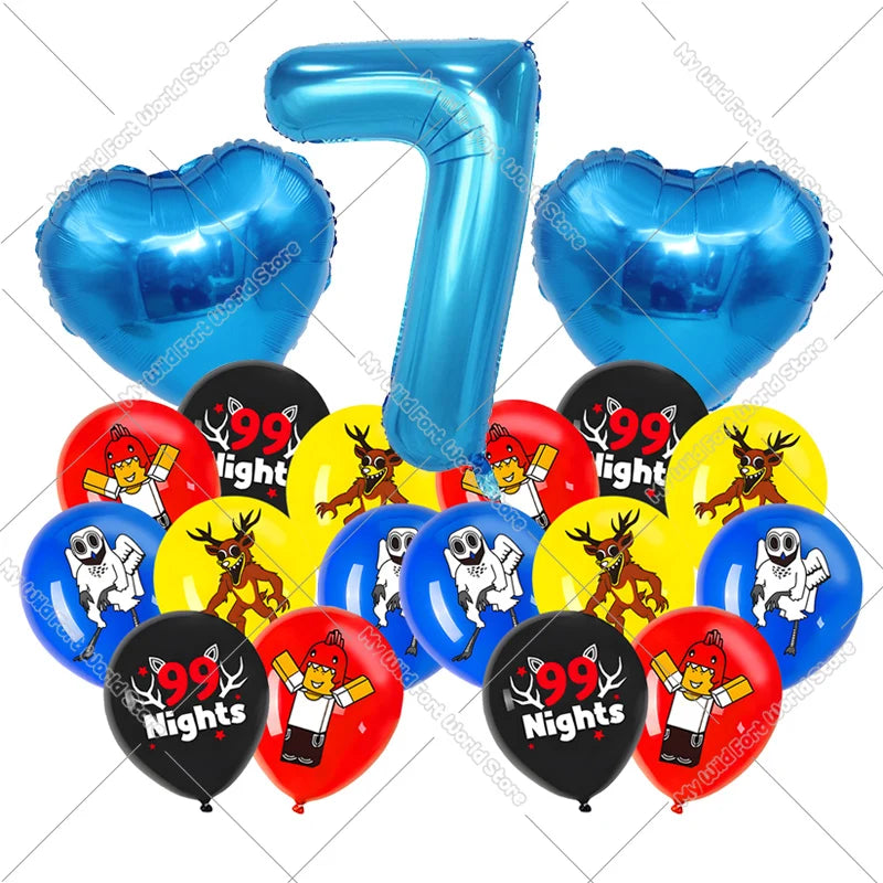 99 Nights in The Forest Birthday Number Ballons Set Balloons Baby Shower Party Decoration Hot Game Party Supplies Girl Boy Gift