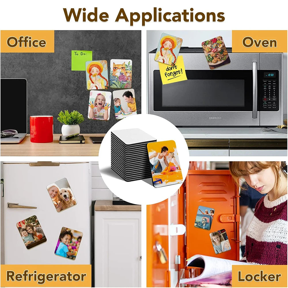 Sublimation Blanks Fridge Magnet for Home Kitchen Sublimation Printing Square Refrigerator Magnet Blanks DIY Decorative Home