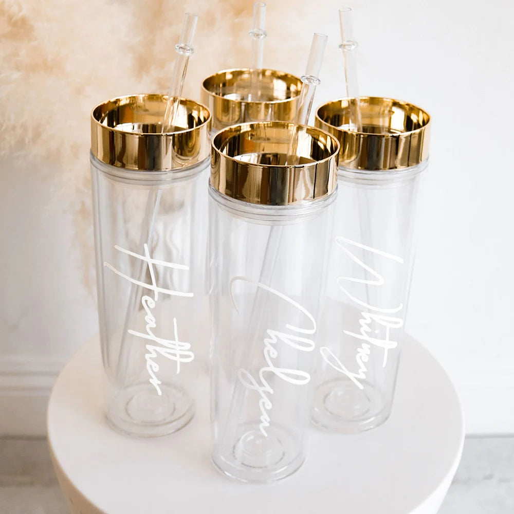 Personalized Bachelorette Party Tumblers With Straw 16oz Acrylic Rubber Tumbler Bridal Party Water Bottles Bridesmaid Gifts
