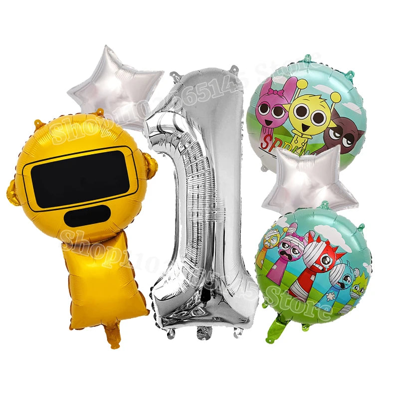 Sprunki Cute Balloons Kids New Digit 1-10 Party Decoration Boys Girls Birthday Baby Shower Gender Reveal Ballons Children Gift