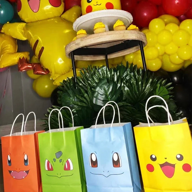 Pokemon Packing Bag Birthday Theme Gift Bag Pikachu Party Candy Snack Gift Bag Charmander Squirtle Children's Toy Gift
