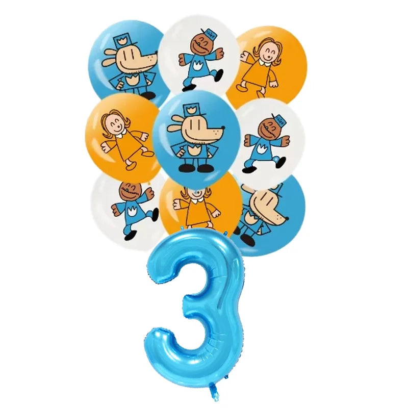 Dog Man Movie Theme Balloon Birthday Number Balloons Cartoon Comic Child Party Decoration Baby Shower Supplies Ballons Kids Gift