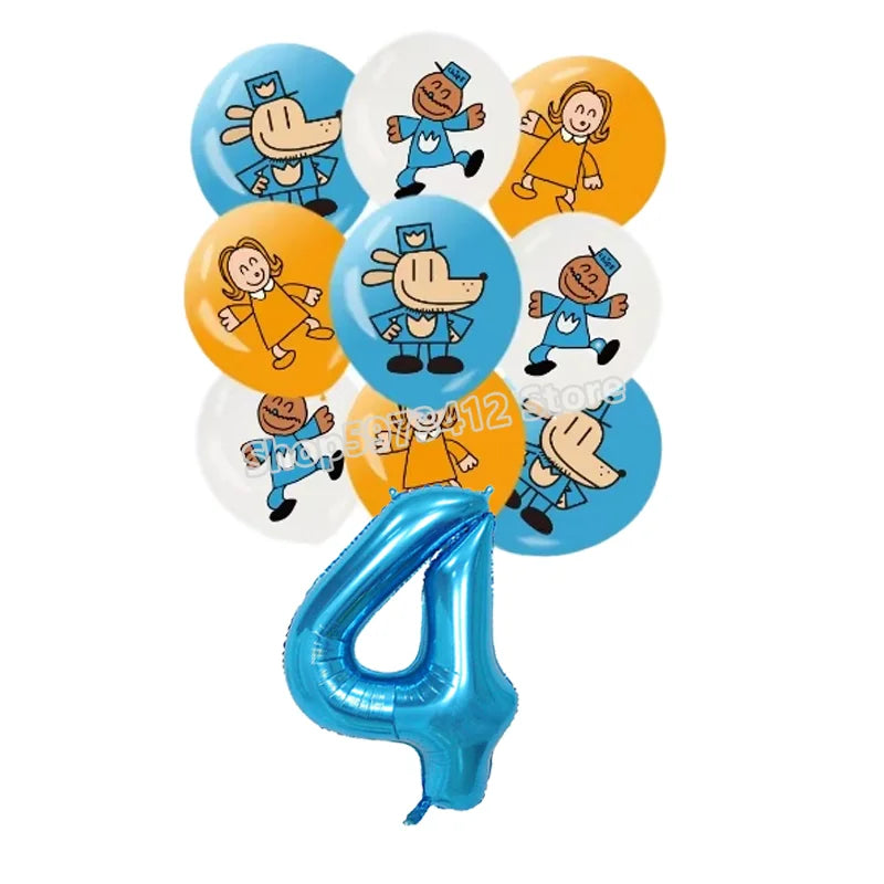 Dog Man Movie Theme Balloon Birthday Number Balloons Cartoon Comic Child Party Decoration Baby Shower Supplies Ballons Kids Gift