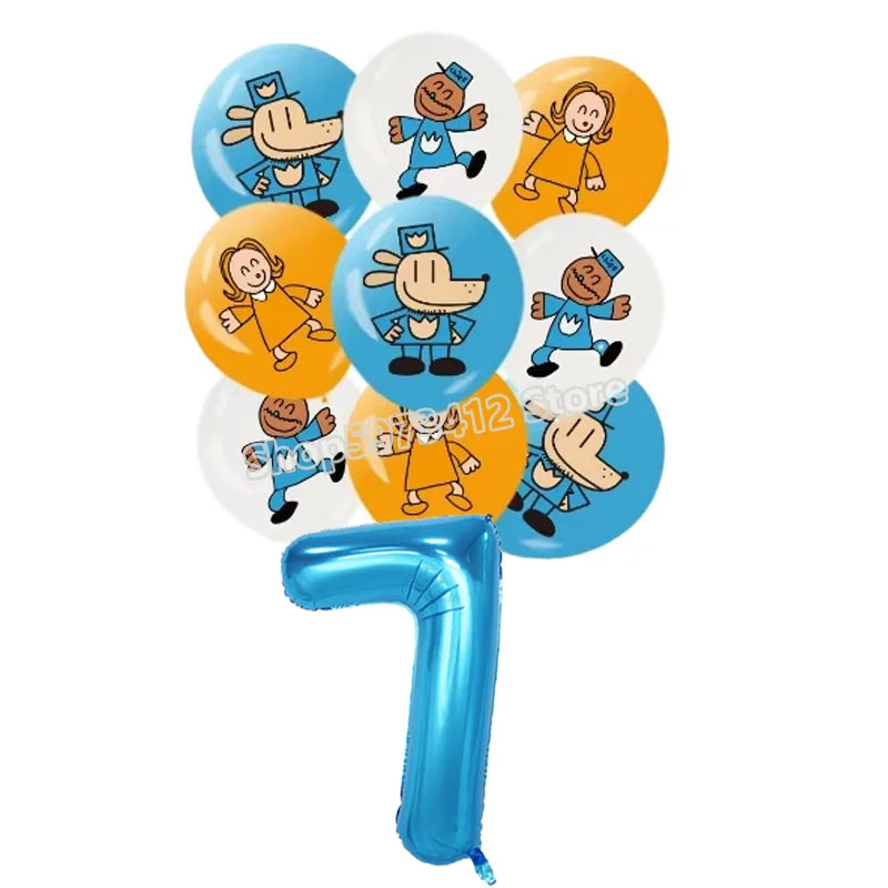 Dog Man Movie Theme Balloon Birthday Number Balloons Cartoon Comic Child Party Decoration Baby Shower Supplies Ballons Kids Gift