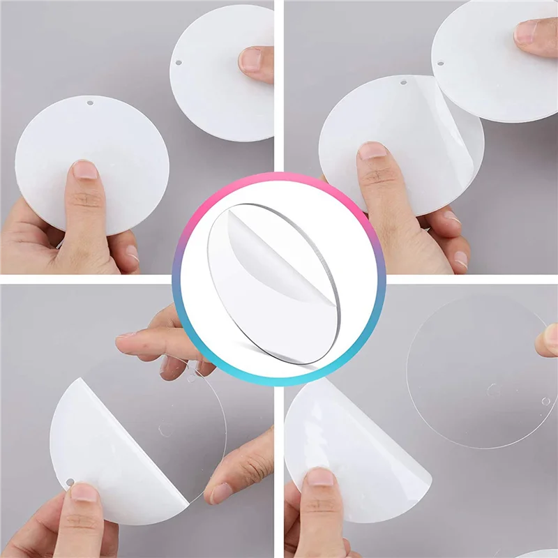 ABYN-100 Pcs 3 Inch Acrylic Blanks With Hole Transparent Circle Ornament Clear Round Acrylic Christmas Ornament Blanks