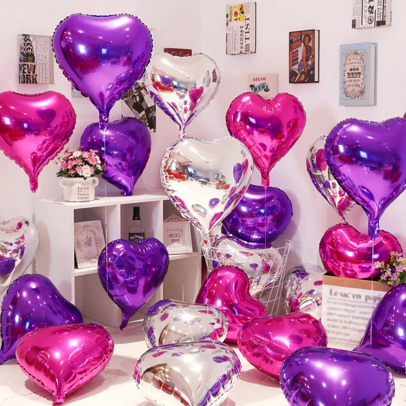 18 Inch Heart-shaped Aluminum Film Balloons For Valentine's Day Decorations Light Plate Heart-shaped Balloons Weddings