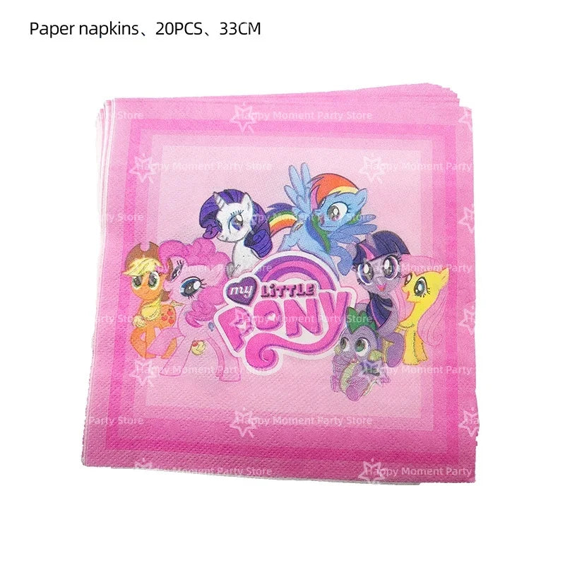 Pink Pony Birthday party Decoration set Tableware Tablecloth Plate Cup Gift Bags Napkin Baby Shower Pony Party Favors Supplies