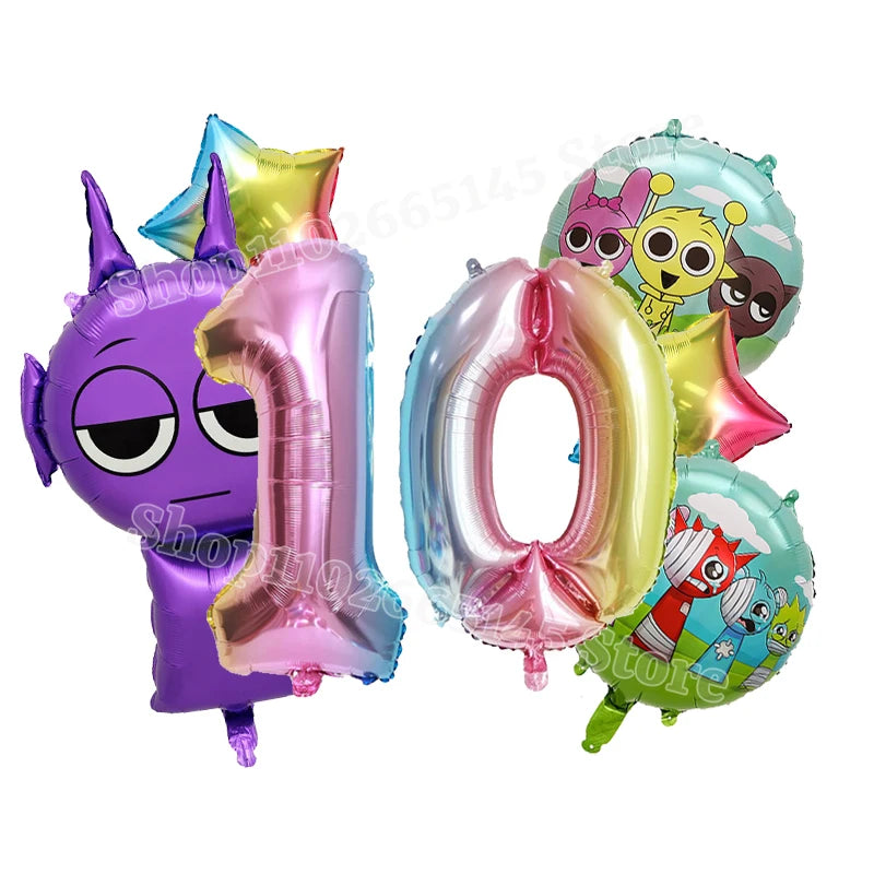 Sprunki Cute Balloons Kids New Digit 1-10 Party Decoration Boys Girls Birthday Baby Shower Gender Reveal Ballons Children Gift