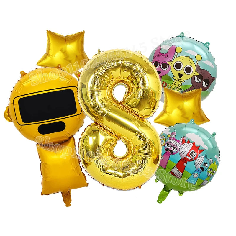 Sprunki Cute Balloons Kids New Digit 1-10 Party Decoration Boys Girls Birthday Baby Shower Gender Reveal Ballons Children Gift