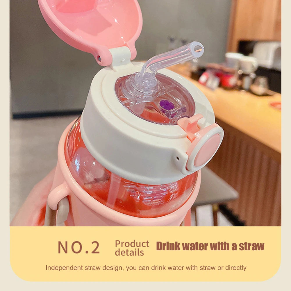 Kawaii Water Bottle Cute Bear Kettle Travel Sport Tumbler Portable Drinking Mug for Child Kids Girl Large Capacity Cartoon Cup