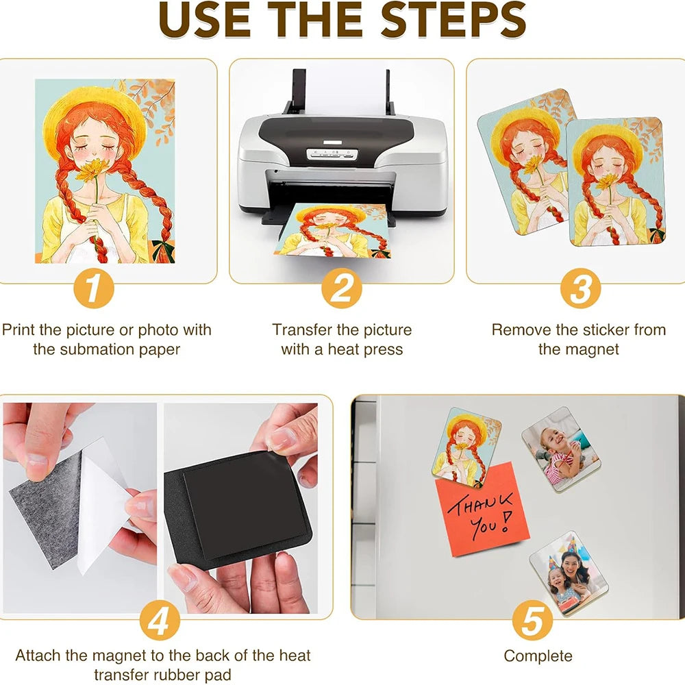 Sublimation Blanks Fridge Magnet for Home Kitchen Sublimation Printing Square Refrigerator Magnet Blanks DIY Decorative Home