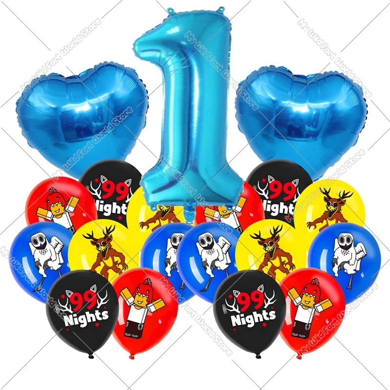 99 Nights in The Forest Birthday Number Ballons Set Balloons Baby Shower Party Decoration Hot Game Party Supplies Girl Boy Gift