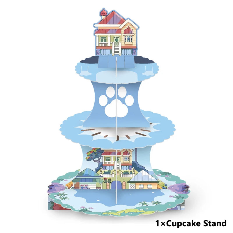 New Cartoon Dogs Birthday Party Decoration Full Set Kit Blue Dog Happy Birthday Plates Napkins Cups Tableware Supplies Kid Favor