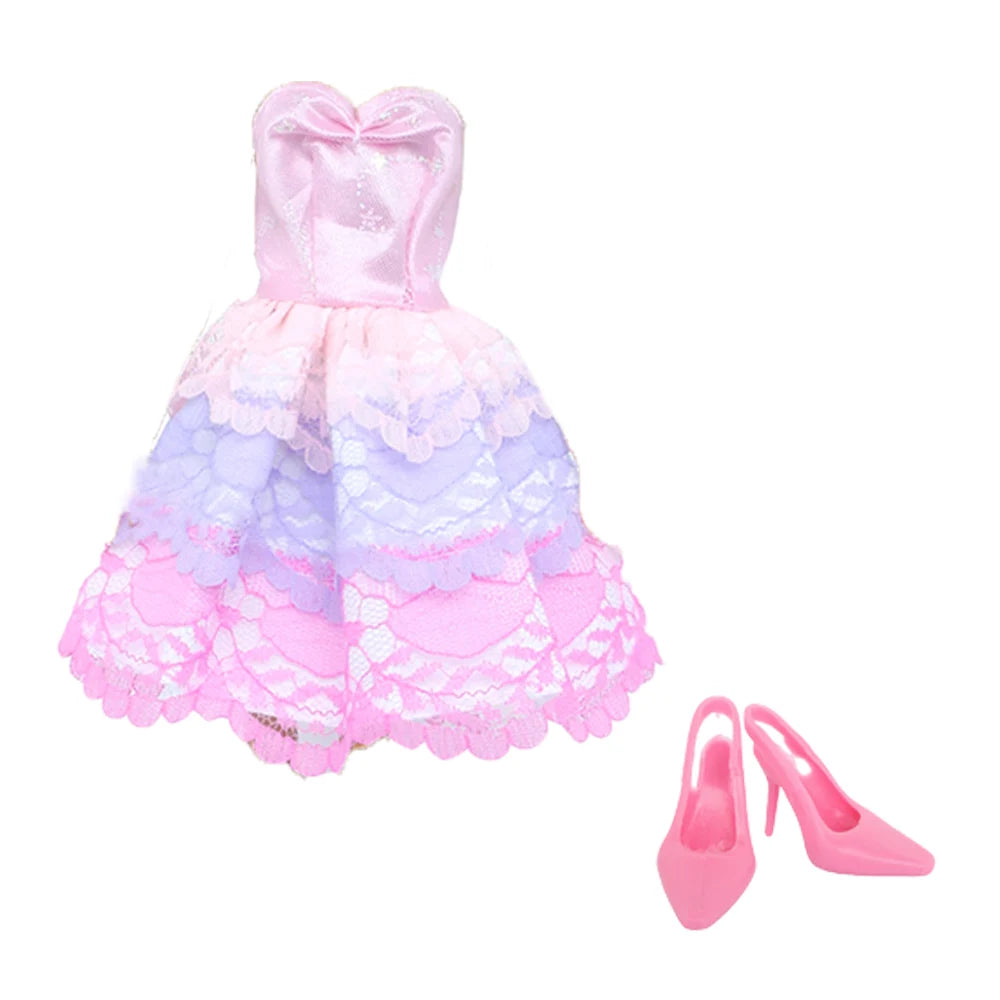 Modern Doll Clothes 11.8'' 30cm Girl Doll Outfit Mini Dress with High Heel Shoes Boots Accessories Kids Doll Toy