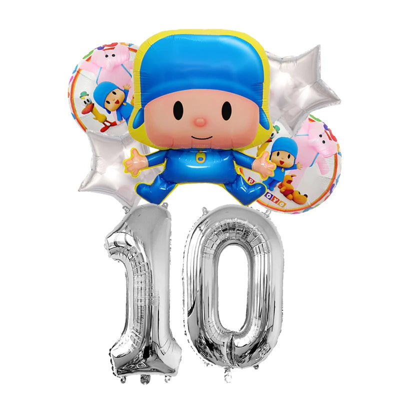 Kids Digit 1-10 Balloons P-pocoyos Kawaii Party Decoration Boys Girls Birthday Baby Shower Gender Reveal Ballons Children Gift
