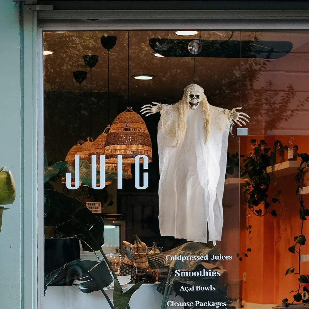Halloween Decoration Outdoor Ghost Festival Chamber Terror Gauze Large Hanging Ghost Mask Door Curtain for Halloween House Decor