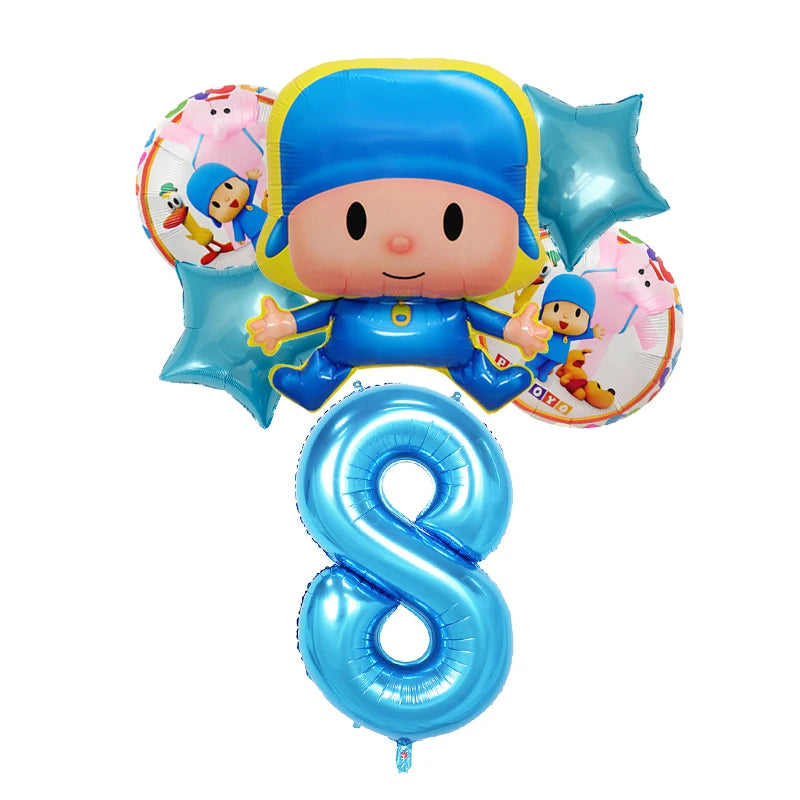 Kids Digit 1-10 Balloons P-pocoyos Kawaii Party Decoration Boys Girls Birthday Baby Shower Gender Reveal Ballons Children Gift