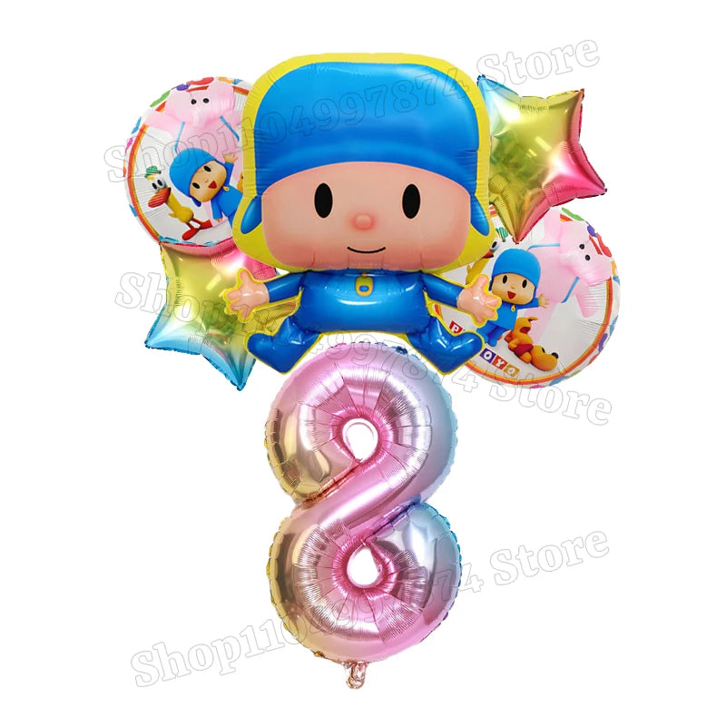 Kids Digit 1-10 Balloons P-pocoyos Kawaii Party Decoration Boys Girls Birthday Baby Shower Gender Reveal Ballons Children Gift