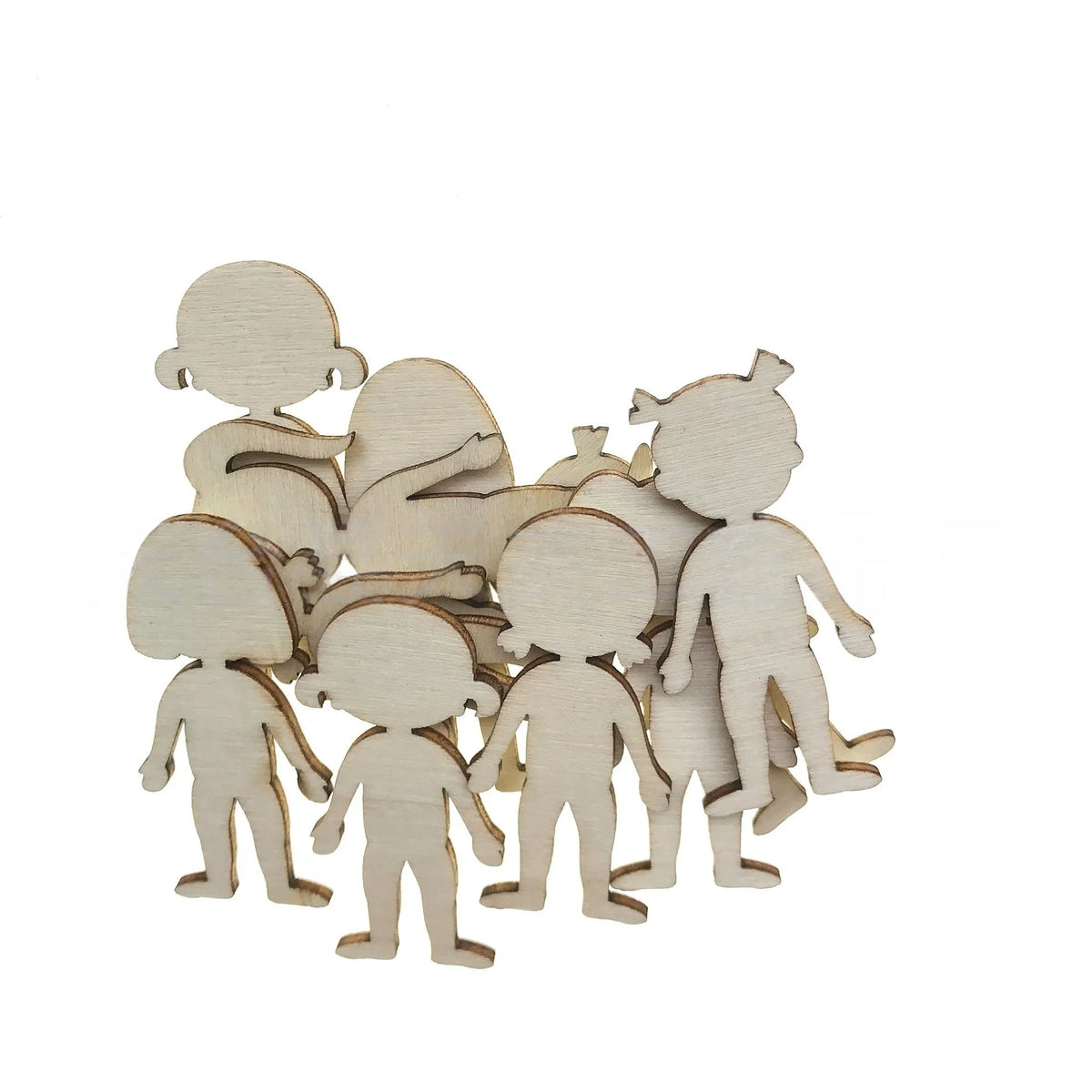 50pcs Wooden Boys and Girls Cutouts 1.88 Inch Unfinished Wood Chips for Kids DIY Craft Painting Writing and Home Decoration