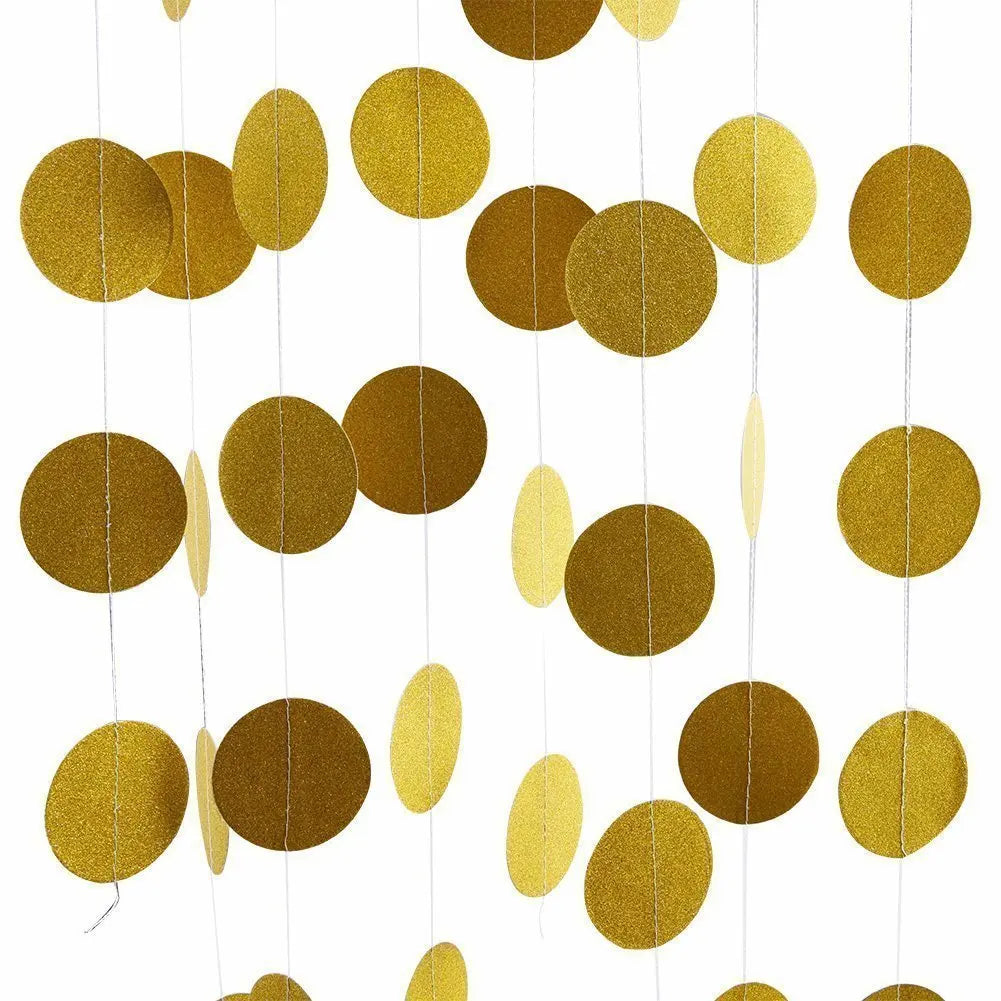 4M Silver Iridescent Paper Garland Star Round String Banners Wedding Birthday Party Home Hanging Decorations Baby Shower Favors