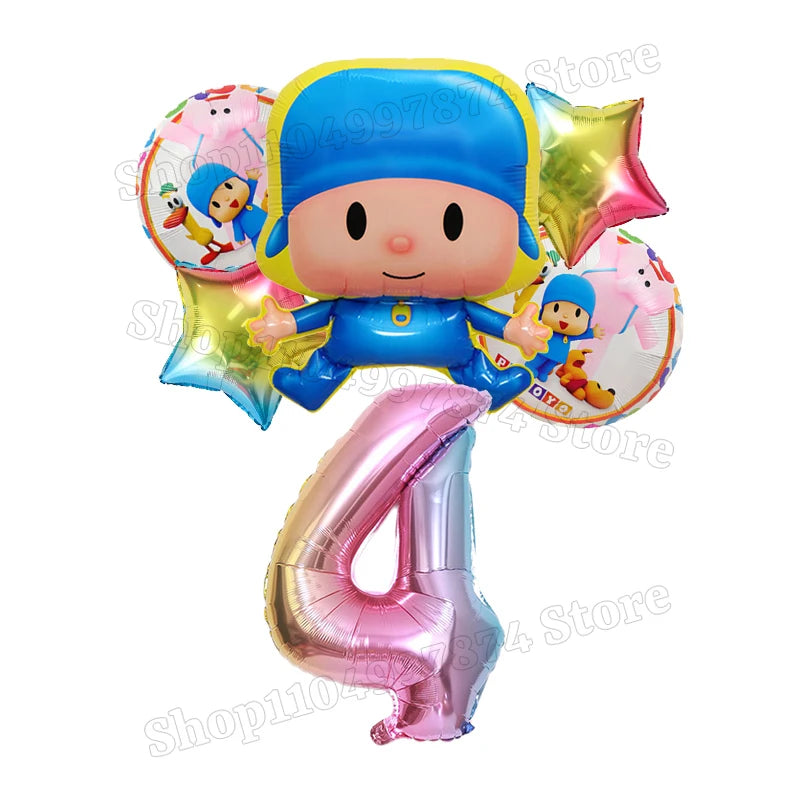 Kids Digit 1-10 Balloons P-pocoyos Kawaii Party Decoration Boys Girls Birthday Baby Shower Gender Reveal Ballons Children Gift