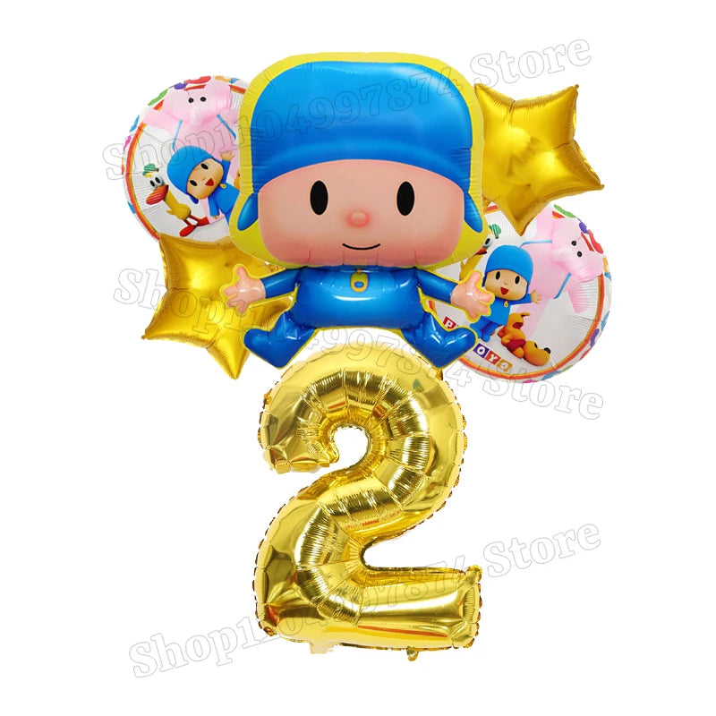 Kids Digit 1-10 Balloons P-pocoyos Kawaii Party Decoration Boys Girls Birthday Baby Shower Gender Reveal Ballons Children Gift