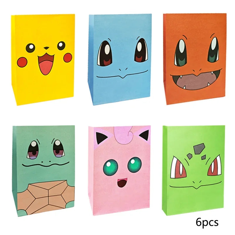 Pokemon Packing Bag Birthday Theme Gift Bag Pikachu Party Candy Snack Gift Bag Charmander Squirtle Children's Toy Gift