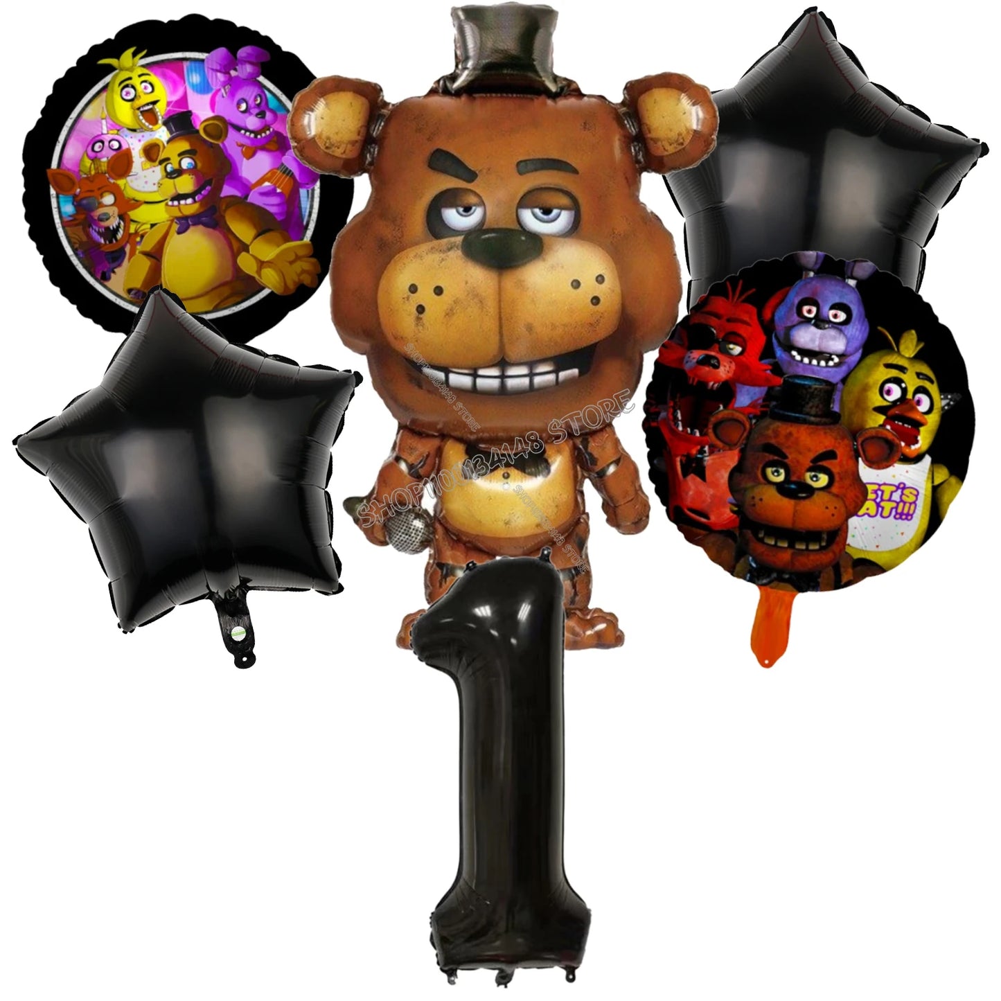 Fnafs Birthday Ballons 6pcs Five Nights At Freddys Party Number Balloons Decoration Props Ornaments Aluminium Balloon Kids Gift
