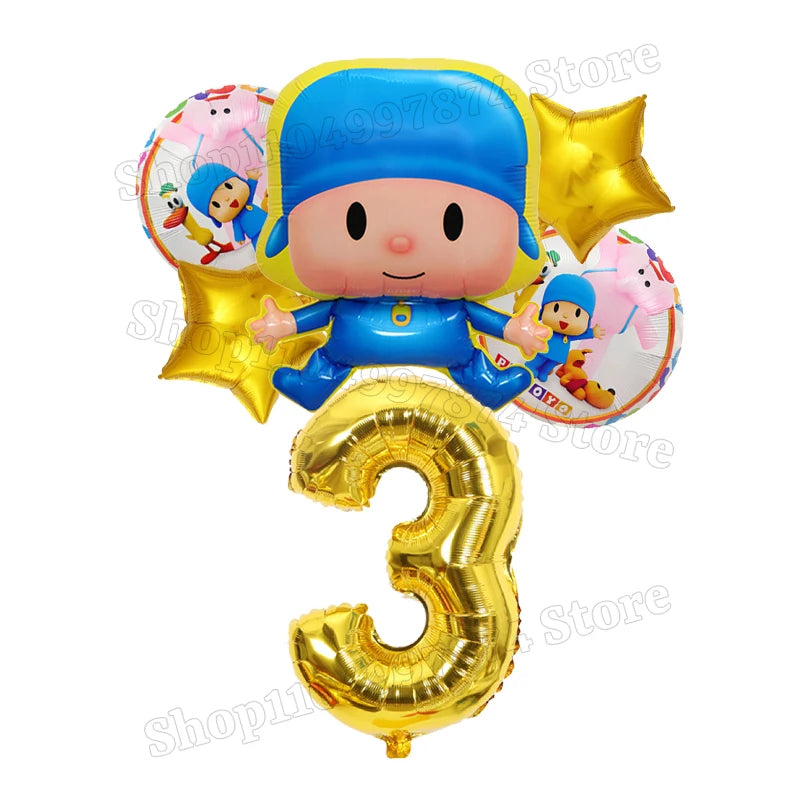 Kids Digit 1-10 Balloons P-pocoyos Kawaii Party Decoration Boys Girls Birthday Baby Shower Gender Reveal Ballons Children Gift