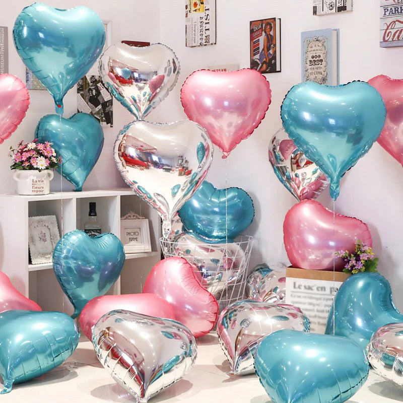 18 Inch Heart-shaped Aluminum Film Balloons For Valentine's Day Decorations Light Plate Heart-shaped Balloons Weddings