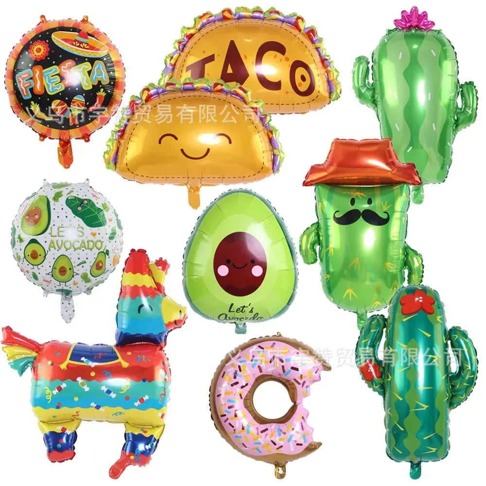 TACO Pancake Balloon Food Festival Party Avocado Pinata Cactus Mexican Aluminum Balloons