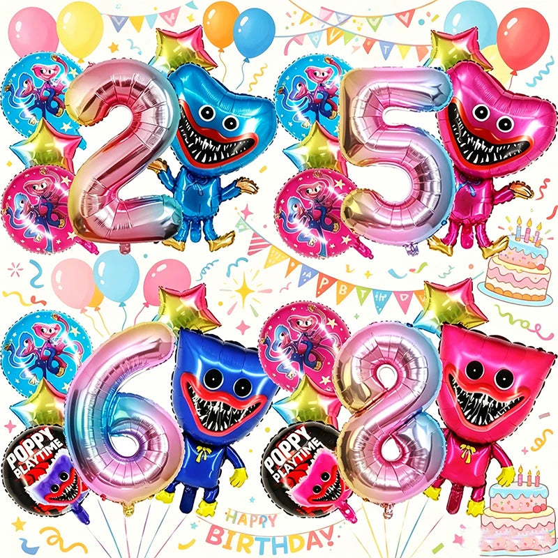 Poppys Playtime Anime Balloons New Kids Birthday Number 1-10 Ballons Baby Shower Gender Reveal Party Decoration Children Gift