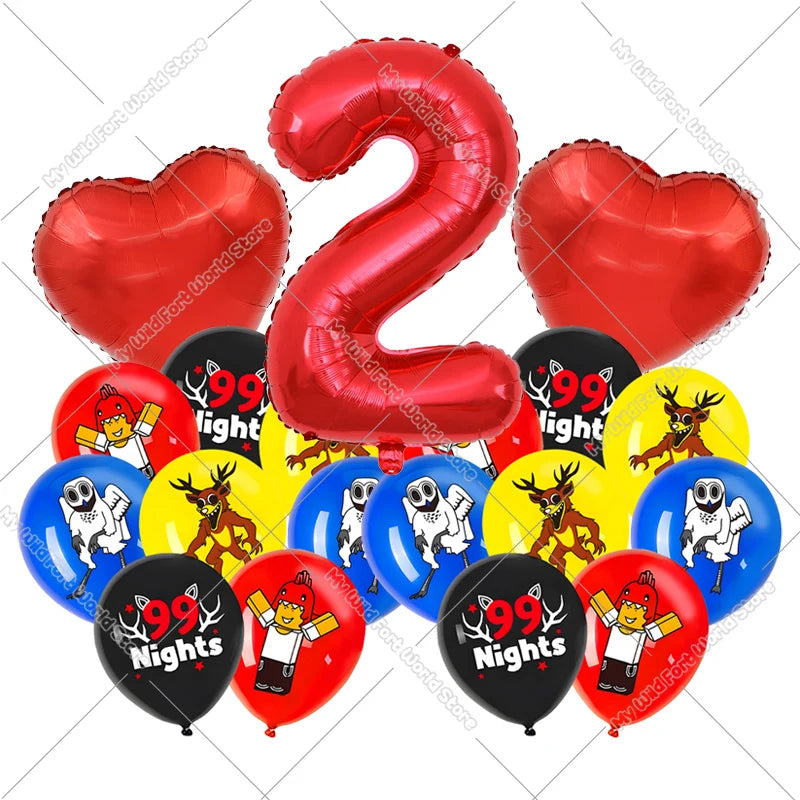 99 Nights in The Forest Birthday Number Ballons Set Balloons Baby Shower Party Decoration Hot Game Party Supplies Girl Boy Gift
