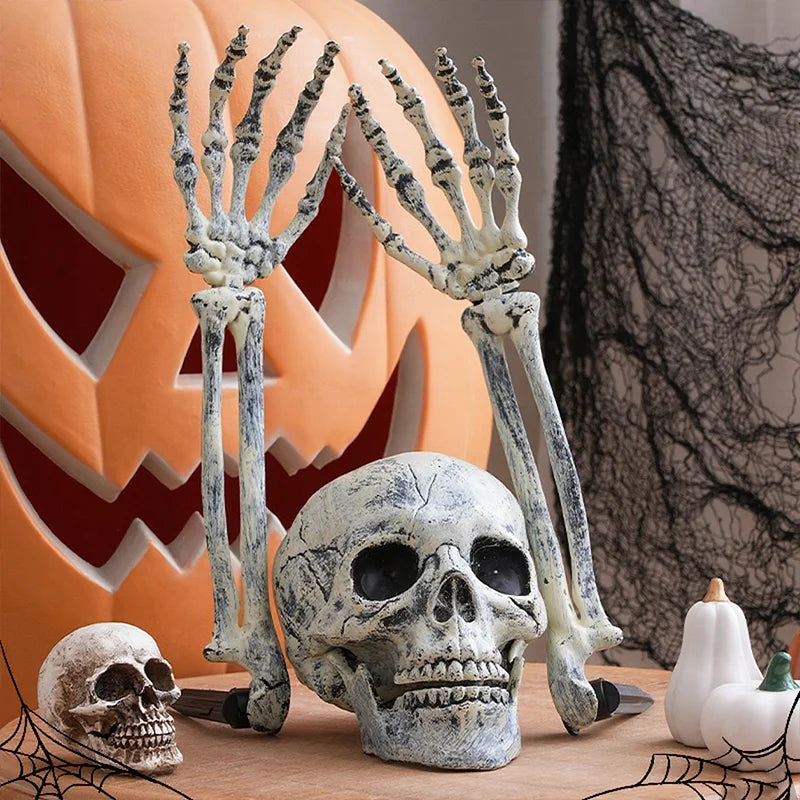 Halloween Decorations Home Decor Skeleton Head Outdoor Scary Props Realistic Skull Hands Yard Prank Festivals Party Supplies