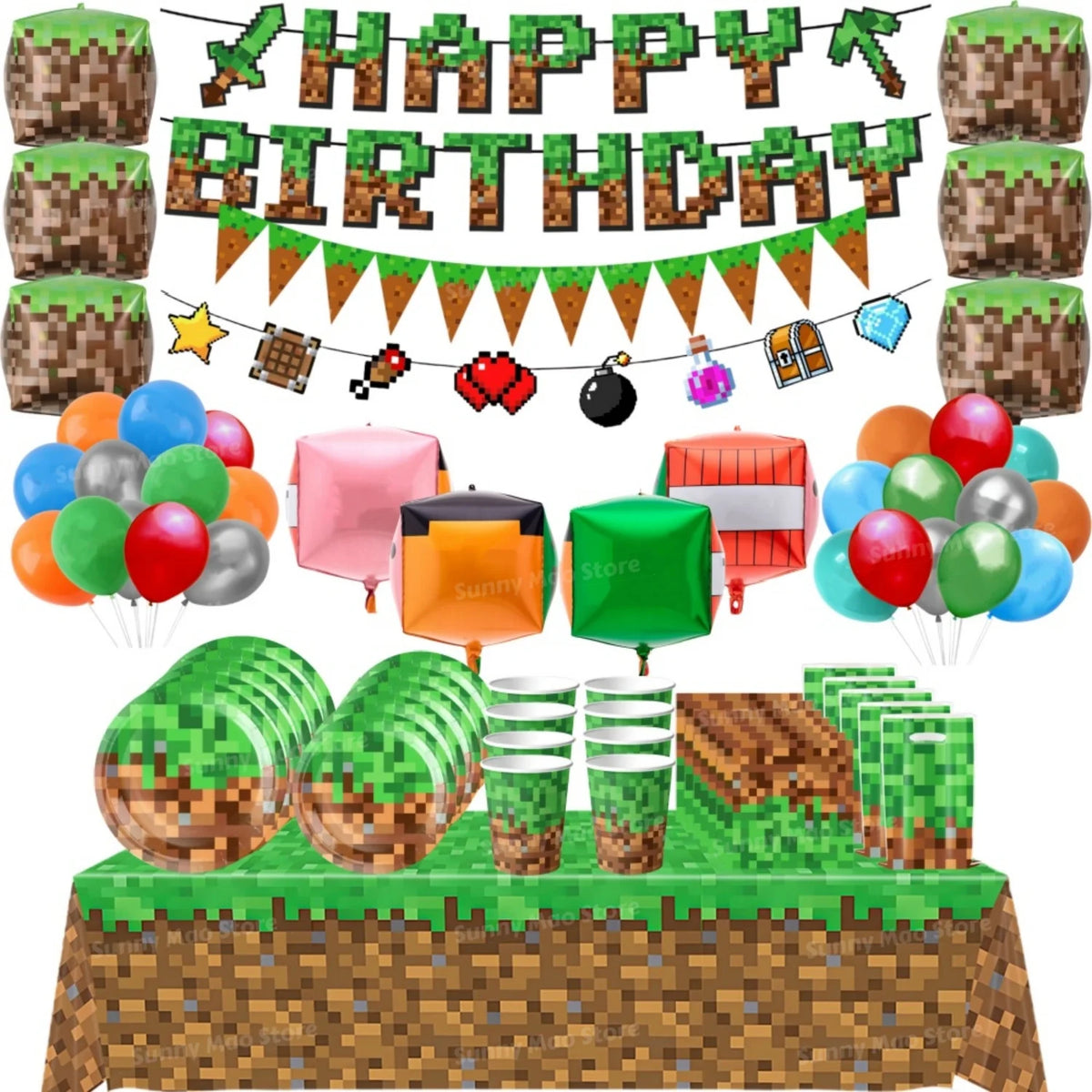Birthday Party Decorations Balloon Paper Disposable Tableware Cup Plates Tablecloths Gift Bag Kids Gifts Baby Shower Supplies