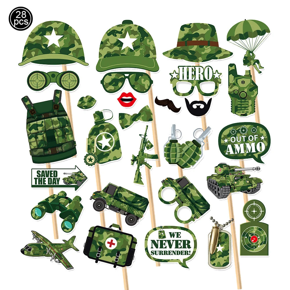 Camouflage Party Decoration Green Camo Latex Balloons Gun Tank Balloon Military Theme Decor Baby Shower Birthday Party Supplies