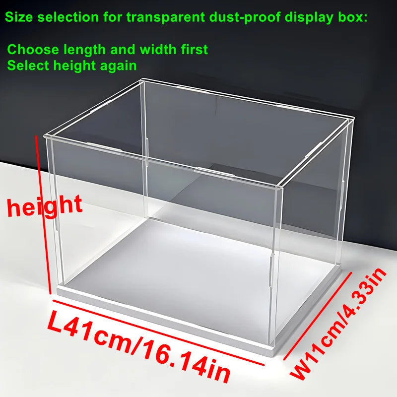 1pc Transparent Self-Assembled Display Box, Transparent Dustproof Protection Storage Cabinet, White Base Labubu Storage Box
