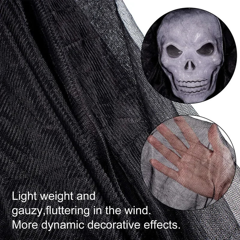 Scary Halloween Decor Outdoor Hanging Skull Ghost Creepy Sound Light Up Eyes,Halloween Outside Ghosts House Yard Lawn Decor