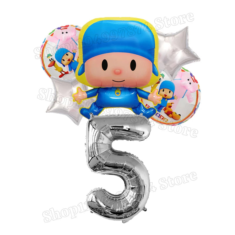 Kids Digit 1-10 Balloons P-pocoyos Kawaii Party Decoration Boys Girls Birthday Baby Shower Gender Reveal Ballons Children Gift