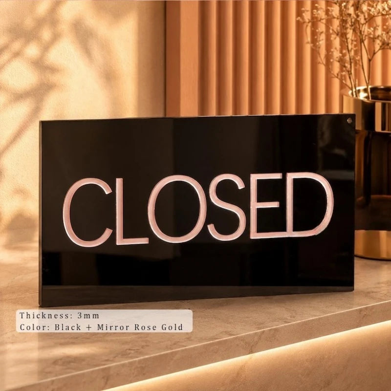 Custom Open Closed Acrylic Door Sign, Waterproof Double Sided Hanging Business Sign, Decorative Storefront Plaque for Cafe,Salon