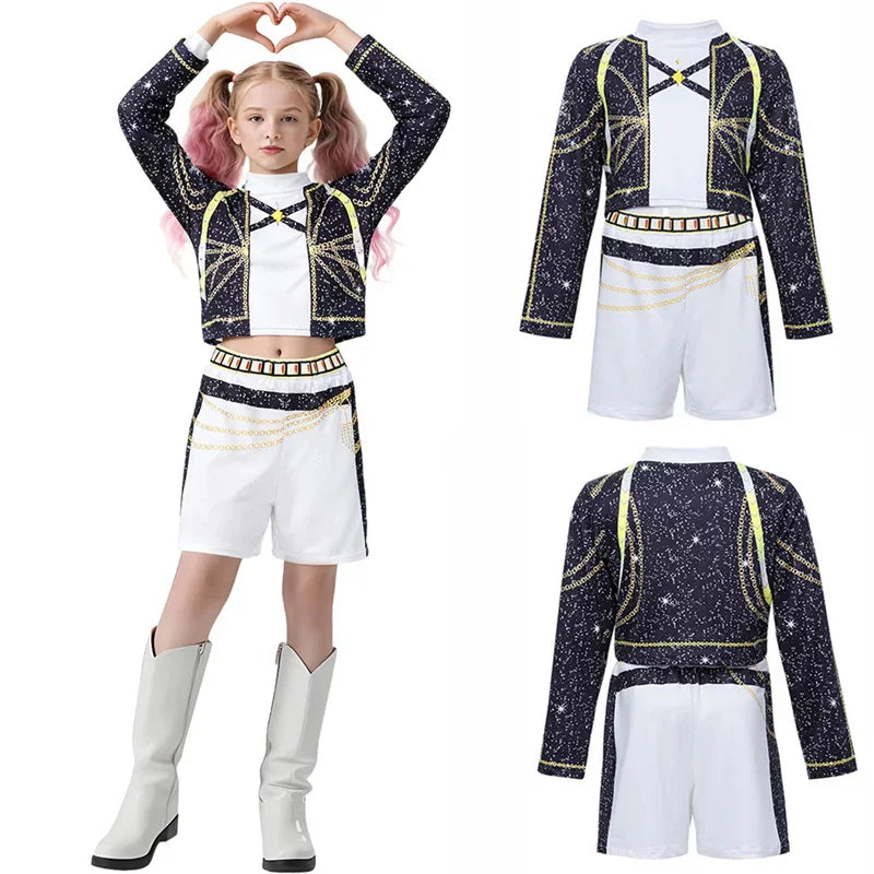 Girl clothing Sets Children Cartoon Cosplay Suits Kids K-Pop Stage Performance 2Pcs Girls Movie Role-playing Costume Outfits