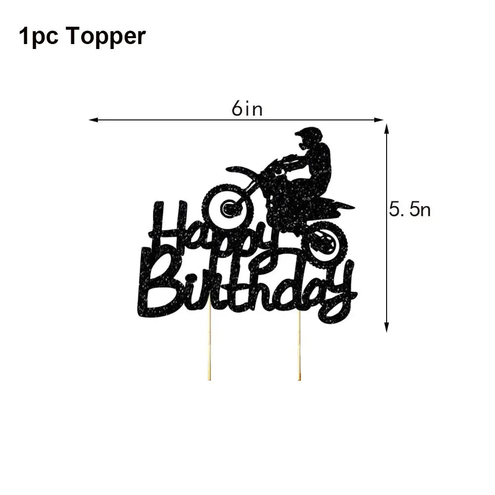 Motorcycle 2 3rd Birthday Party Decorations Motor Helmet Balloon Set Cake Toppers Banner Man Boys Motocross Sport Party Supplies